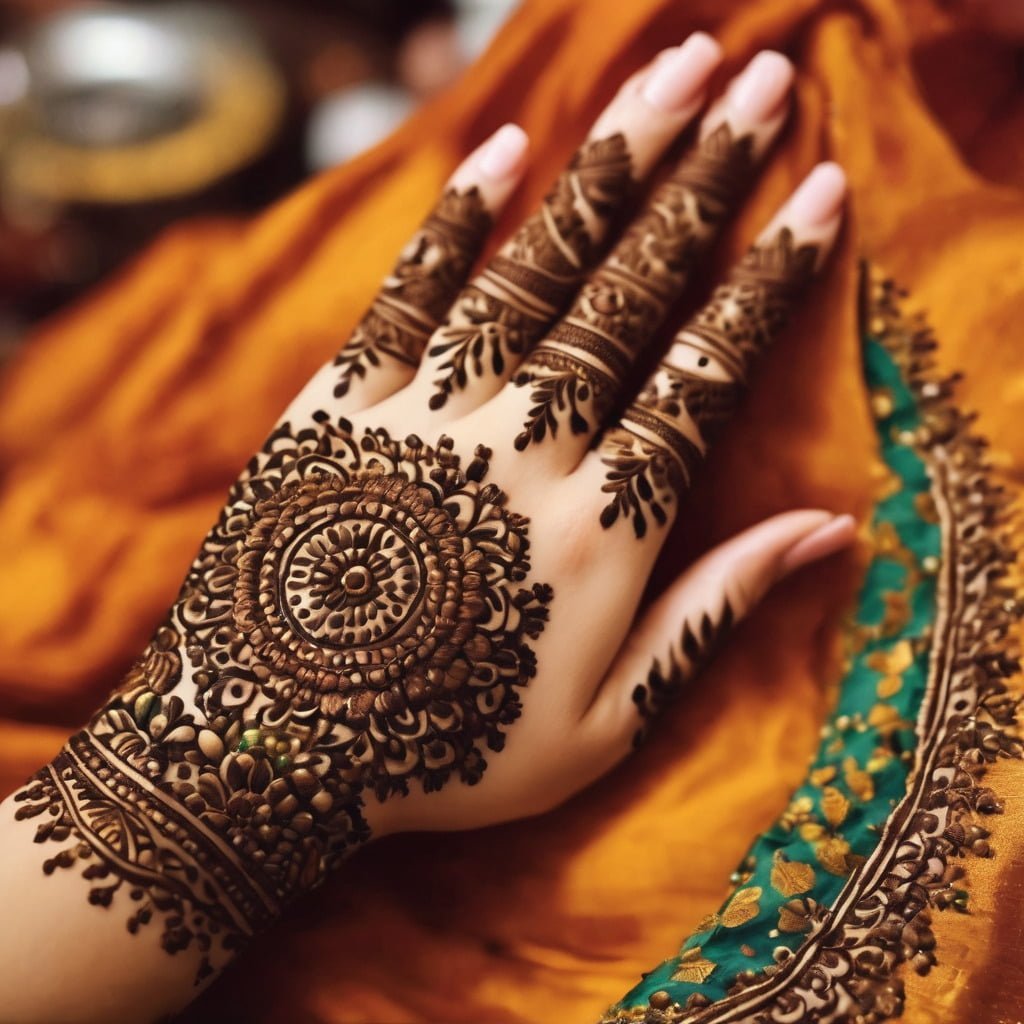 Hand with manicured nails and henna design vector 24030811 Vector Art at  Vecteezy