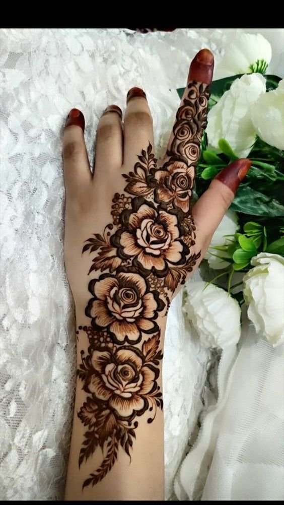 Simple rose mehndi | Latest mehndi designs | Indian mehendi designs | Henna  art. | Mehndi designs for kids, Latest simple mehndi designs, Full hand mehndi  designs